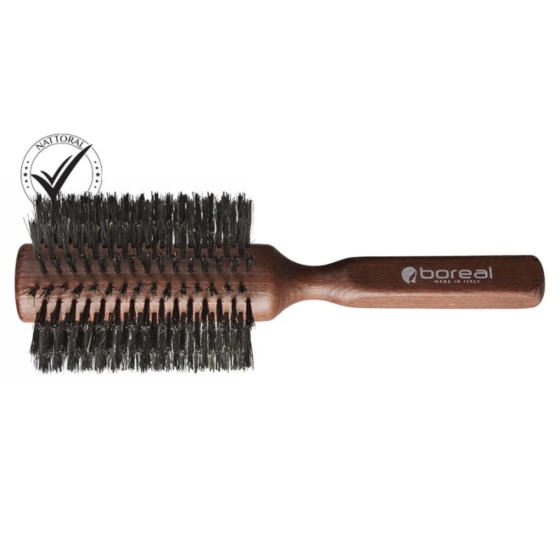 Boreal Maxi Roller Wood Handle Hair Brush- Natural Bristle
