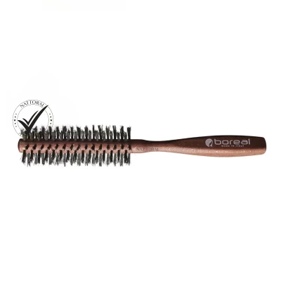 Boreal Thin Roller Wooden Hair Brush - Natural Bristle