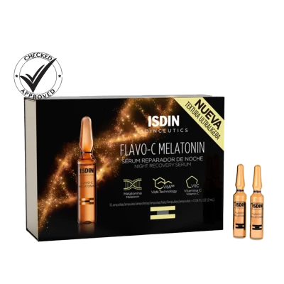 Isdinceutics Flavo-C Melatonin Ampoules Vitamin C, Melatonin & Bakuchiol Serum- 10Vials*2Ml- Isdin